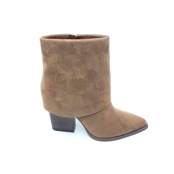 Jessica Simpson Lerra Pointed Toe Ankle Boots Tan Faux Suede Block Heel Size 8.5 - Picture 9 of 13